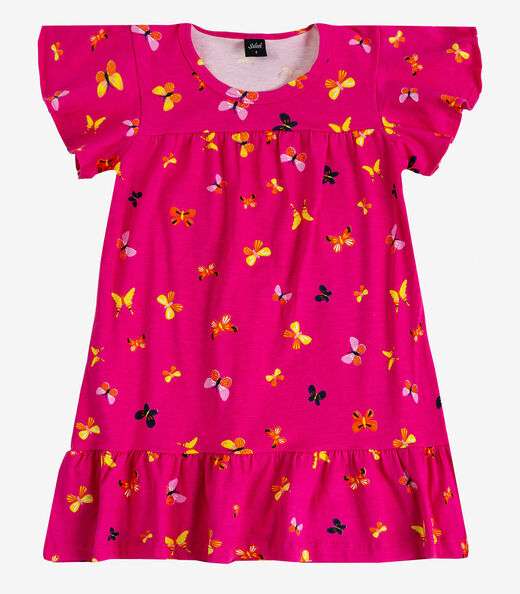 Vestido Infantil Com Manga Godê Select Rosa
