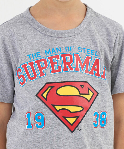 Camiseta Infantil Superman Warner Bros Tam 4 a 10 Cinza