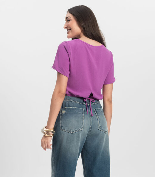 Blusa Feminina Manga Curta Infinita Cor Roxo