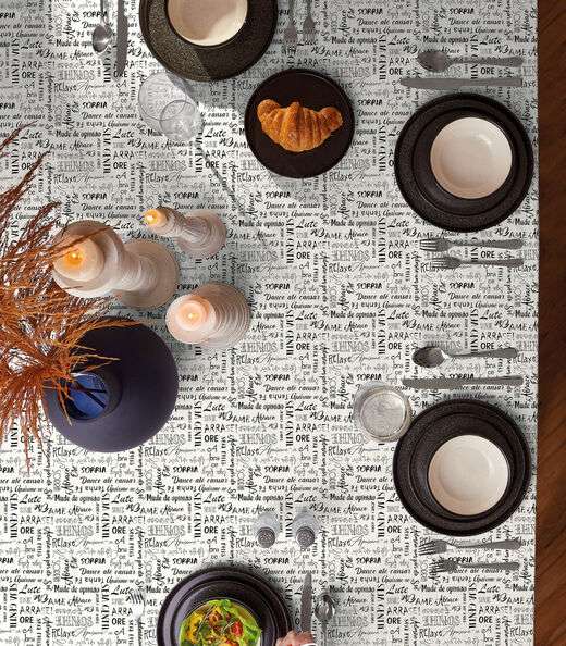 Toalha De Mesa Quadrada 4 Lugares Teka Preto