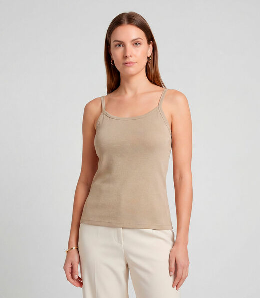 Blusa Feminina Com Alça  Fina Infinita Cor Bege