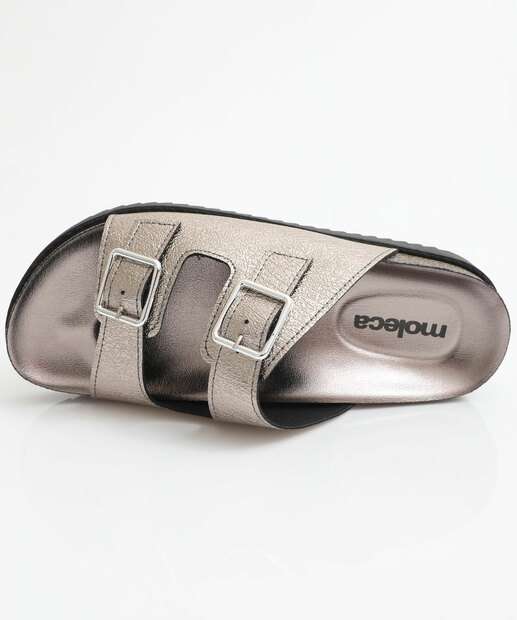 Rasteirinha Feminina Birken Metalizada Moleca Prateado