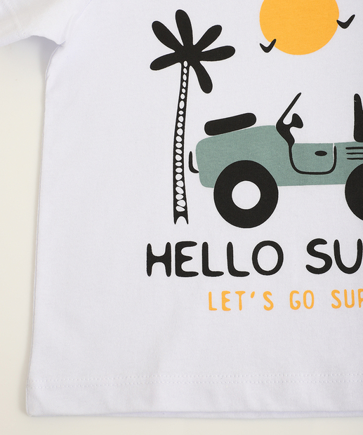 Camiseta Infantil Estampa Carro Marisa Tam 1 a 3 Branco