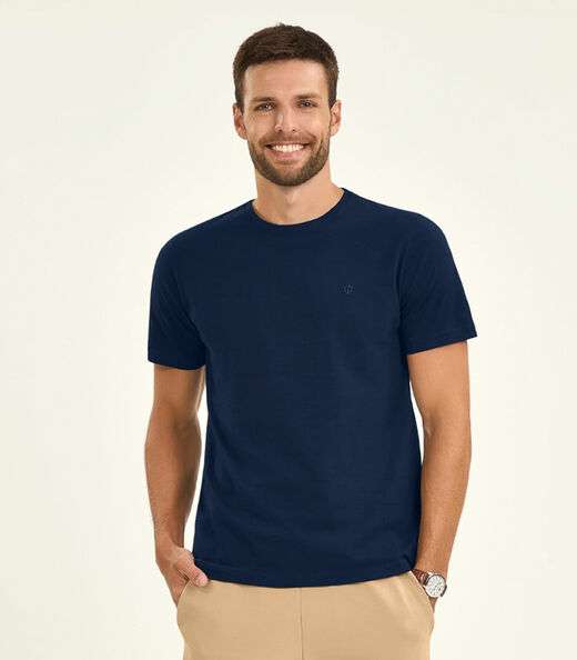 Camiseta Masculina Meia Malha Diametro Azul