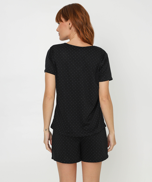 Pijama Feminino Estampa Poá Marisa Preto