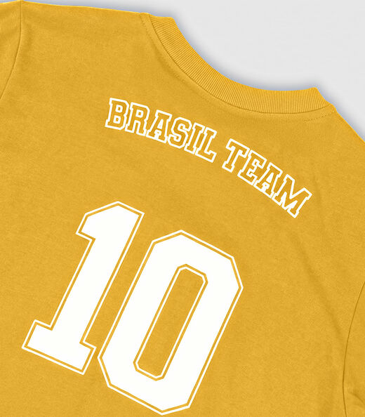Camiseta Masculina em Cotton Leve Brasil Select Amarelo