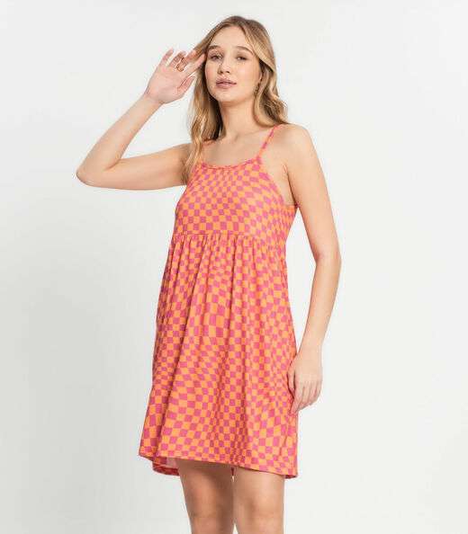 Vestido Feminino Curto Estampado Select Laranja
