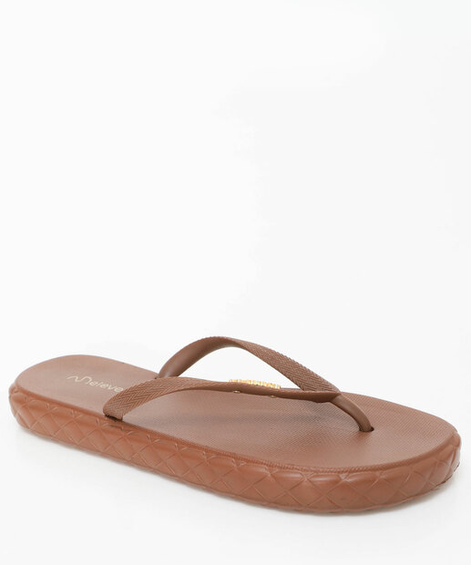 Chinelo Feminino Tiras Textura Meleve Marrom