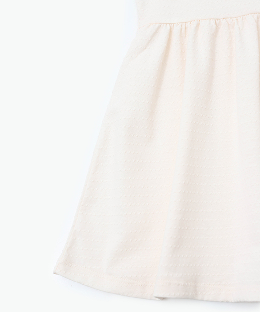 Vestido Infantil Textura Laços Marisa Tam 1 a 3 Off White