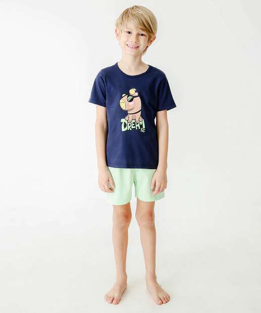 Pijama Infantil Capivara Manga Curta MR Tam 1 a 8