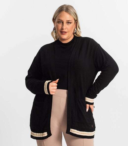 Cardigam Plus Size Feminino Secret Glam Preto