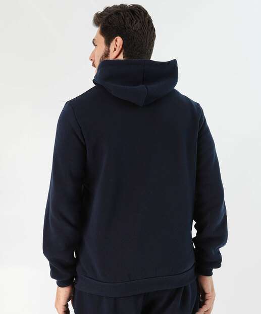 Casaco Masculino Moletom Fitness Capuz Marisa Azul