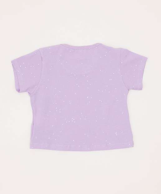 Blusa Infantil Cropped Glitter Manga Curta Tam 4 a 10