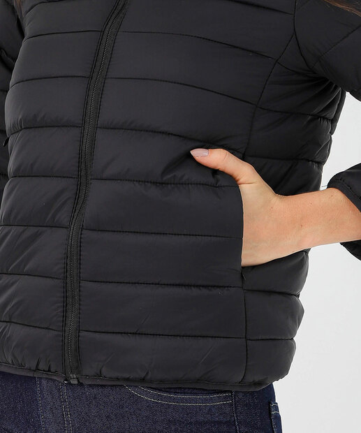 Jaqueta Feminina Puffer Bolsos Marisa Preto