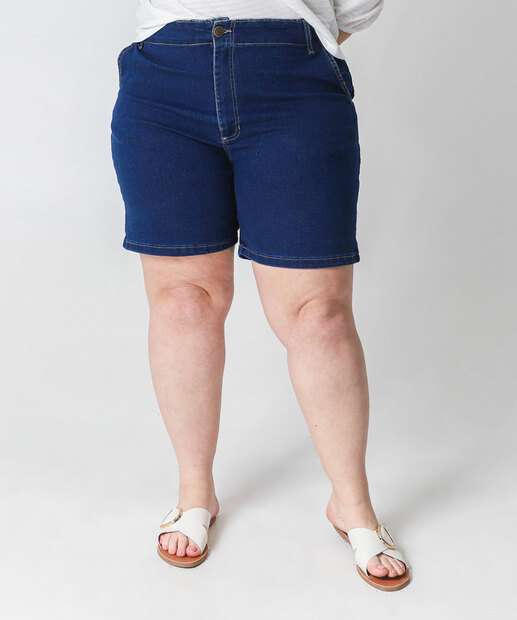 Bermuda Plus Size Feminina Jeans Ciclista Sawary Azul