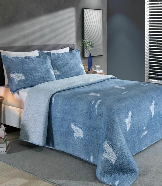 Image_Jogo de Cobre Leito Queen 3 Peças Lar E Lazer Azul