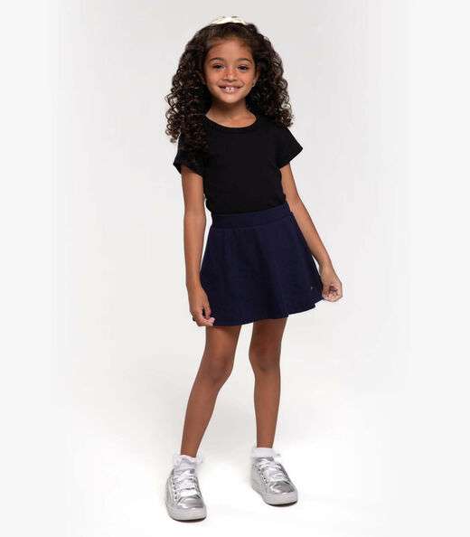 Blusa Cropped Infantil Ribana Canelada Trick Nick Preto