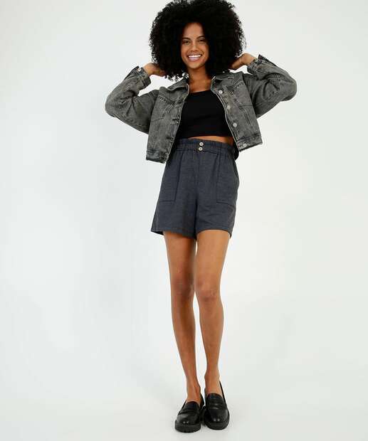 Short Feminino Botões Amarração 