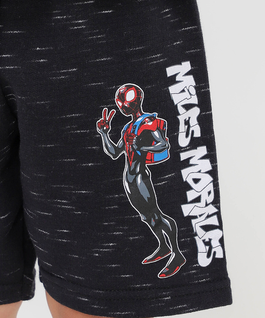 Bermuda Infantil Moletinho Spider Tam 4 a 10 Preto
