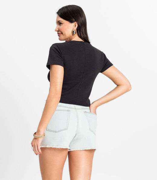 Shorts Jeans Feminino Adulto Básico Select Azul