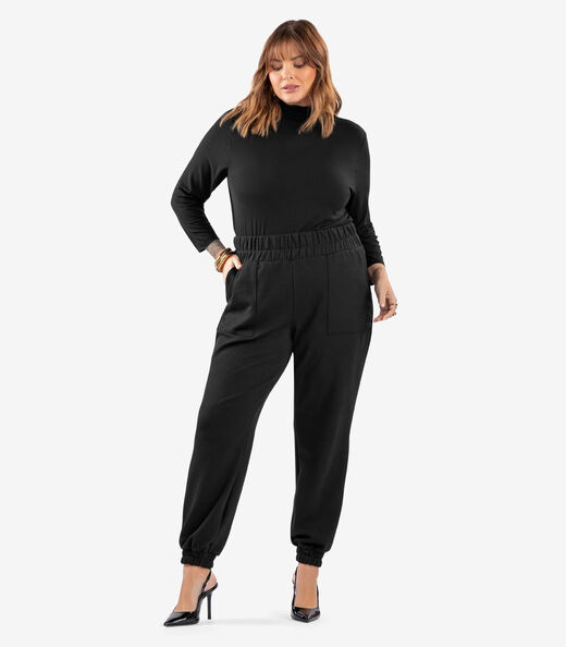 Image_Blusa Manga 7/8 Viscotorcion Plus Size Secret Glam Preto