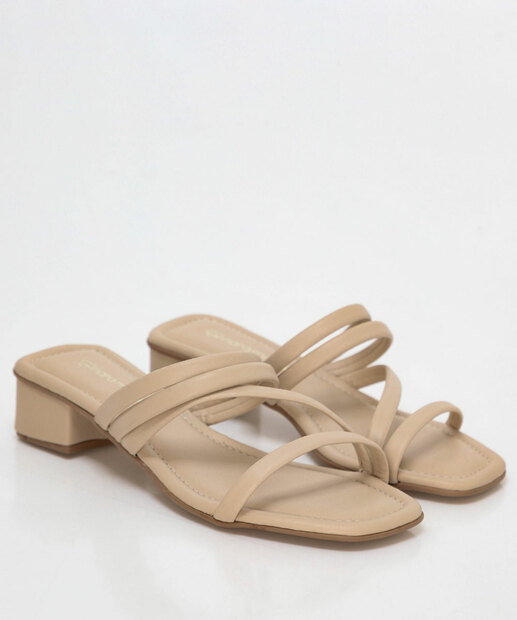 Tamanco Feminino Salto Grosso Tiras Nara Martins Off White