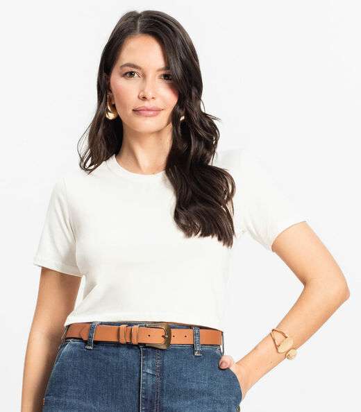 Blusa Básica Feminina Cotton Leve Rovitex Bege