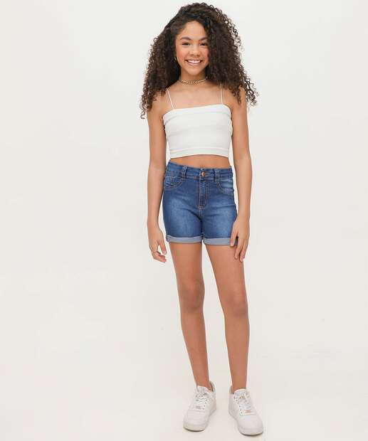 Top Juvenil Cropped Lurex Marisa Tam 10 a 16 Off White