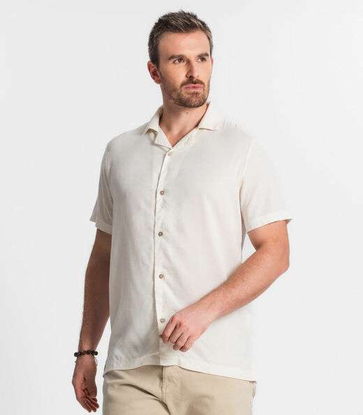 Camisa Em Viscolinho Masculina Diametro Bege