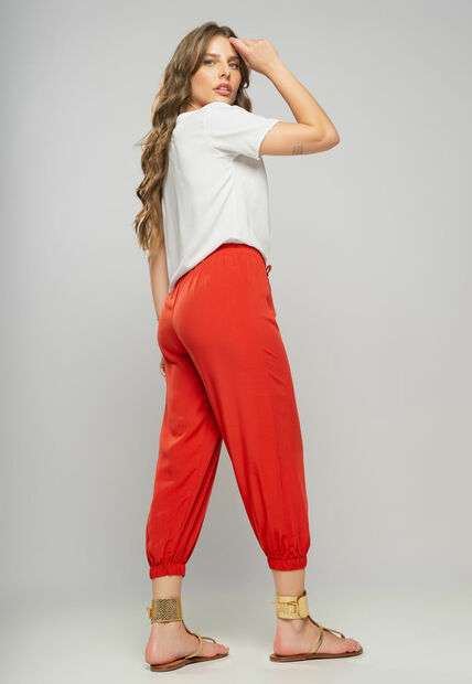 Calça Jogger Viscolinho Telha Salvatore Fashion