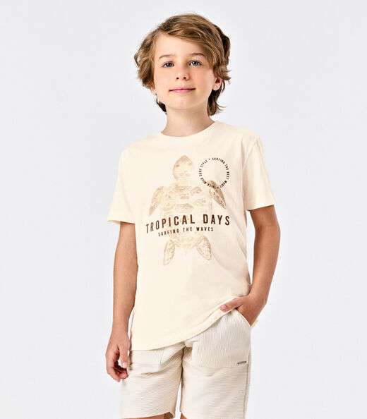 Image_Camiseta Infantil Menino Meia Malha Trick Nick Bege