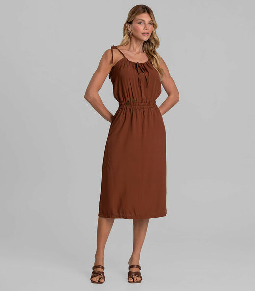 Image_Vestido Midi Feminino De Alça Em Viscose Dianna Marrom