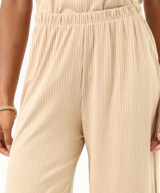 Calça Pantacourt Feminina Canelada Marisa Bege