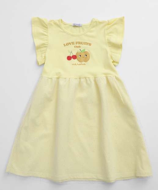 Image_Vestido Infantil Frutas Tule Babado Amarelo Marisa Tam 1 a 3