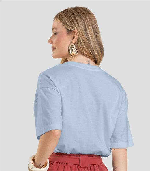 T- Shirt Oversized Feminina Estampada Dianna Azul