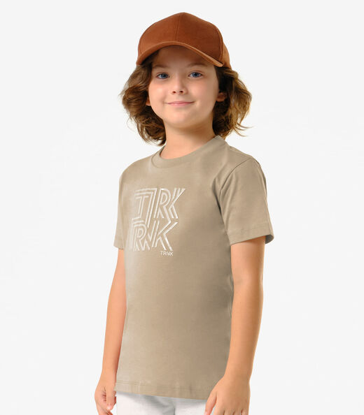 Conjunto Infantil Camiseta Com Bermuda Trick Nick Bege