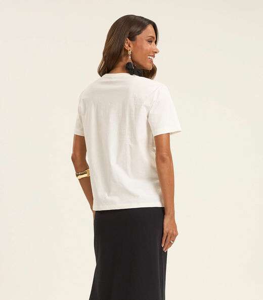 T- Shirt Feminina em Meia Malha Rovitex Bege