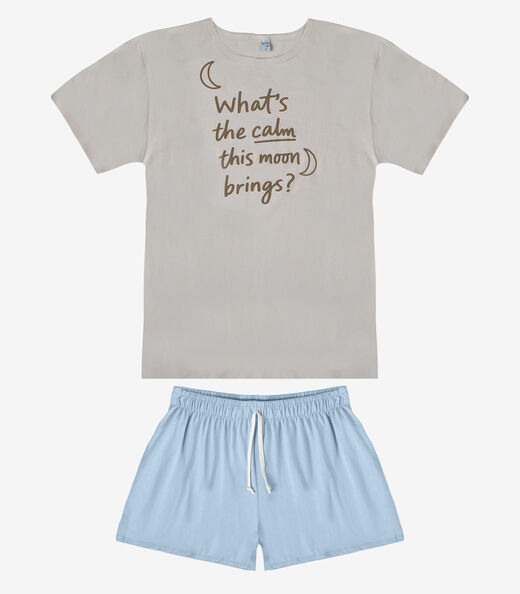 Pijama Feminino Blusa e Short Infinita Cor Azul