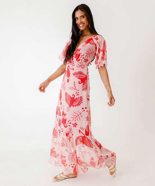 Vestido Longo Feminino Estampa Tucano Marisa