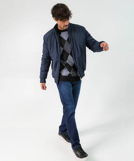 Suéter Masculino Tricô Estampa Argyle Marisa Preto