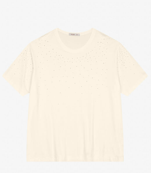 Blusa Feminina Manga Curta Plus Size Secret Glam Bege