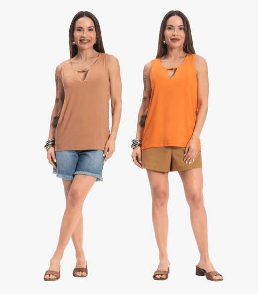 Kit 2 Blusas Femininas Lisas Infinita Cor Sortidas