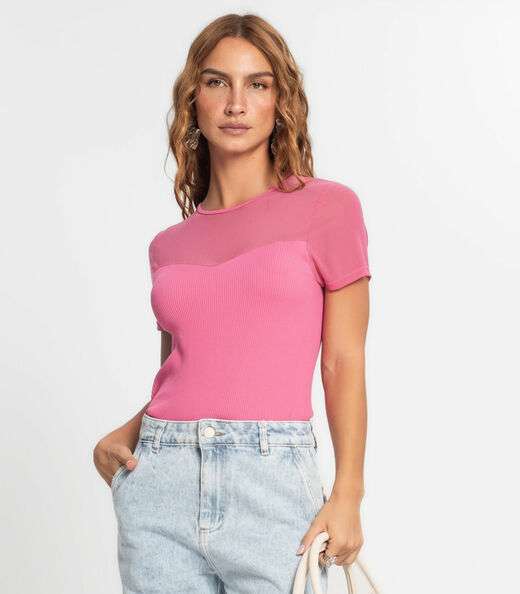 Blusa Feminina Manga Curta Endless Rosa