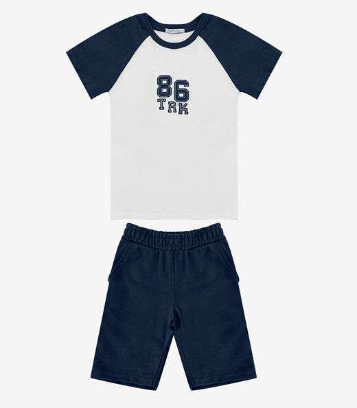 Conjunto Infantil Camiseta com Bermuda Trick Nick Azul
