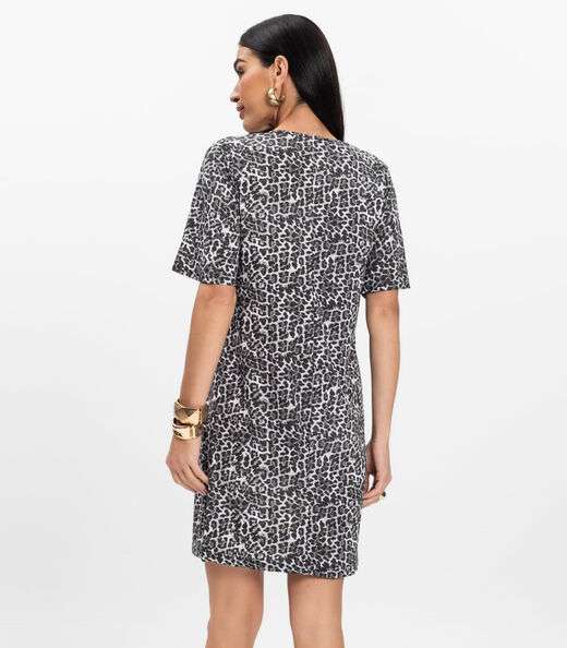 Vestido Curto Estampado Feminino Rovitex Preto