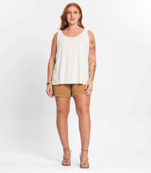 Blusa De Alça Feminina Plus Size Secret Glam Bege