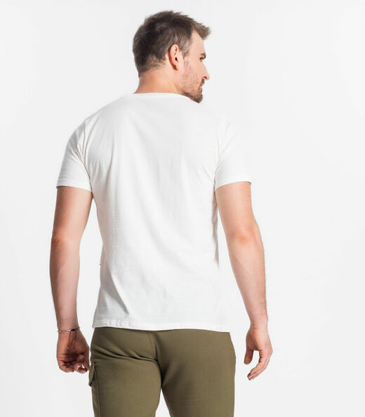 Camiseta Masculina Meia Malha Maquinetada Diametro Bege