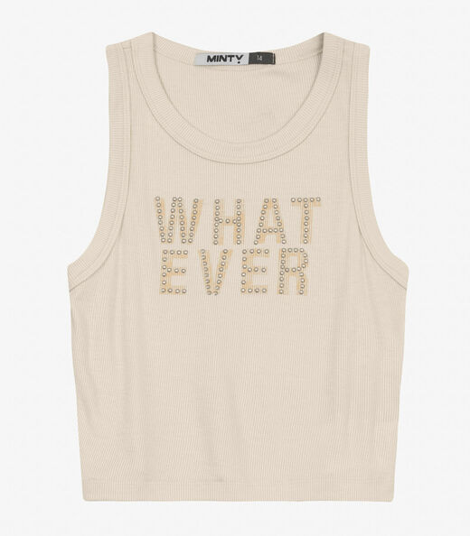 Regata Juvenil Feminina em Ribana de Viscose Minty Bege