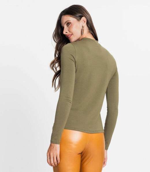 Blusa Feminina Manga Longa Gola Alta Rovitex Verde