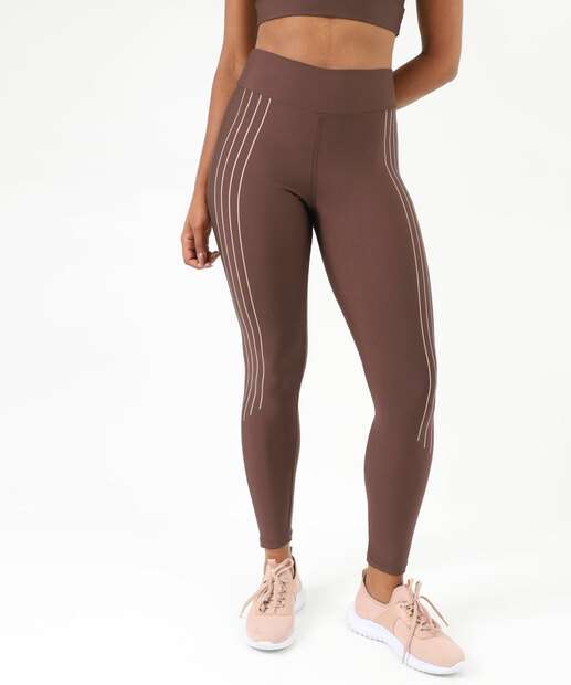 Calça Feminina Legging Listras Marisa Marrom